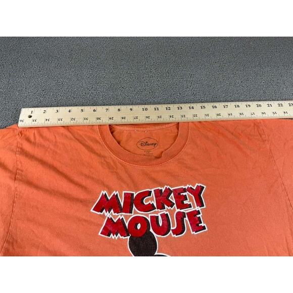 Disney T Shirt Men L Orange Mickey Mouse Graphic Short Sleeve Cotton Crewneck - Picture 6 of 10